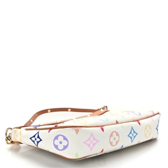 AUTHENTIC Louis Vuitton Monogram Multicolor Pochette Accessories White - Picture 3 of 16